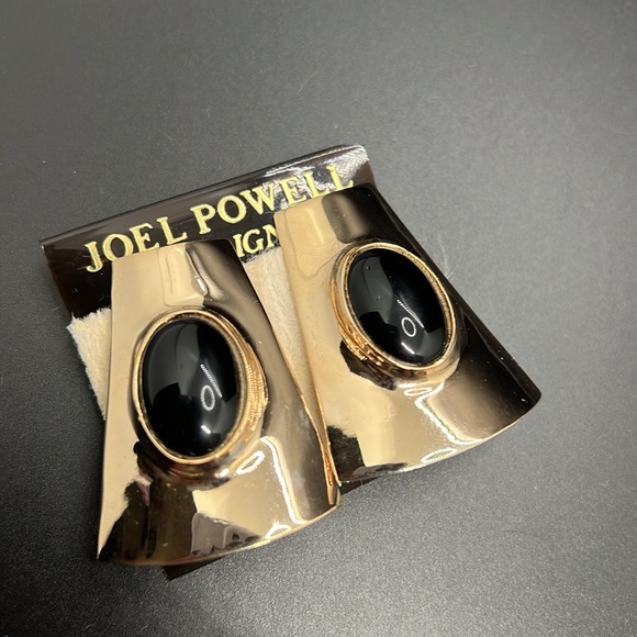 Vintage Joel Powell Gold/Black Tone Clip Earrings - Picture 5 of 5